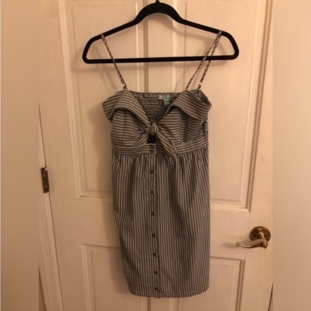 She + Sky Dress Cutout Pin Stripe Sundress in Blue snd White